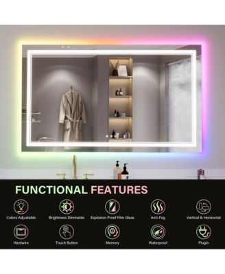 LED Bathroom Mirror 60" x 36", Front & Backlit Vanity Mirror with Dimmable Lights, Anti Fog & 3 Color Temperature