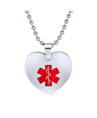 Blank Heart Shape Medical Identification Medical ID Pendant Necklace Stainless Steel