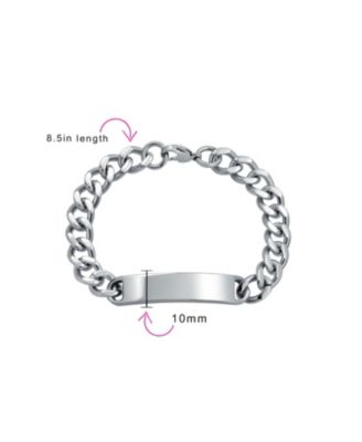 Blank ID Identification Bracelet Stainless Steel Curb Link Chain 7.5, 8, 8.5 Inch
