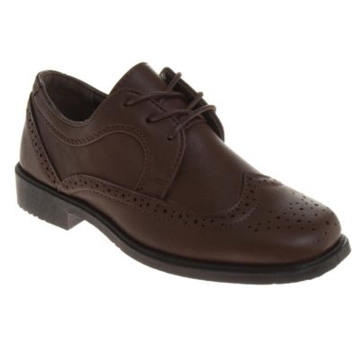 Little Boys Wing Tip Slip On Dress Shoes for Classic Formal Comfort Style with Lace Up Closure
