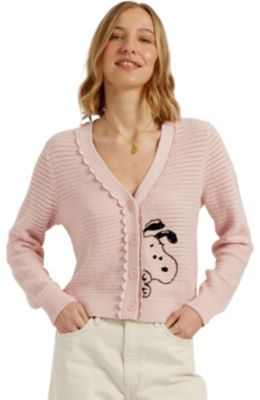 Women's Cotton Snoopy Crochet Peekabo Cardigan