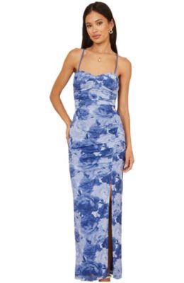 Women's Mesh Ruched Midi Dress