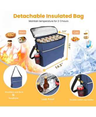 Heavy Duty Double-Layer Wagon -  55" Collapsible Wagons Carts with All-Terrain Wheels, Brakes, 560LBS Capacity for Camping, Transport