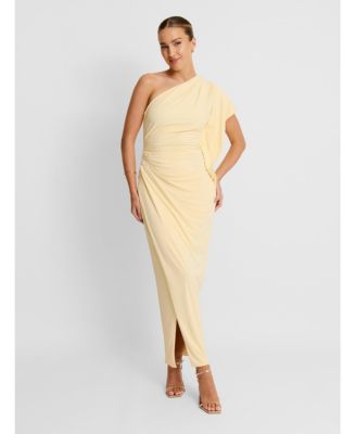 Women's Asymmetric Stretch Gathered Maxi Dress