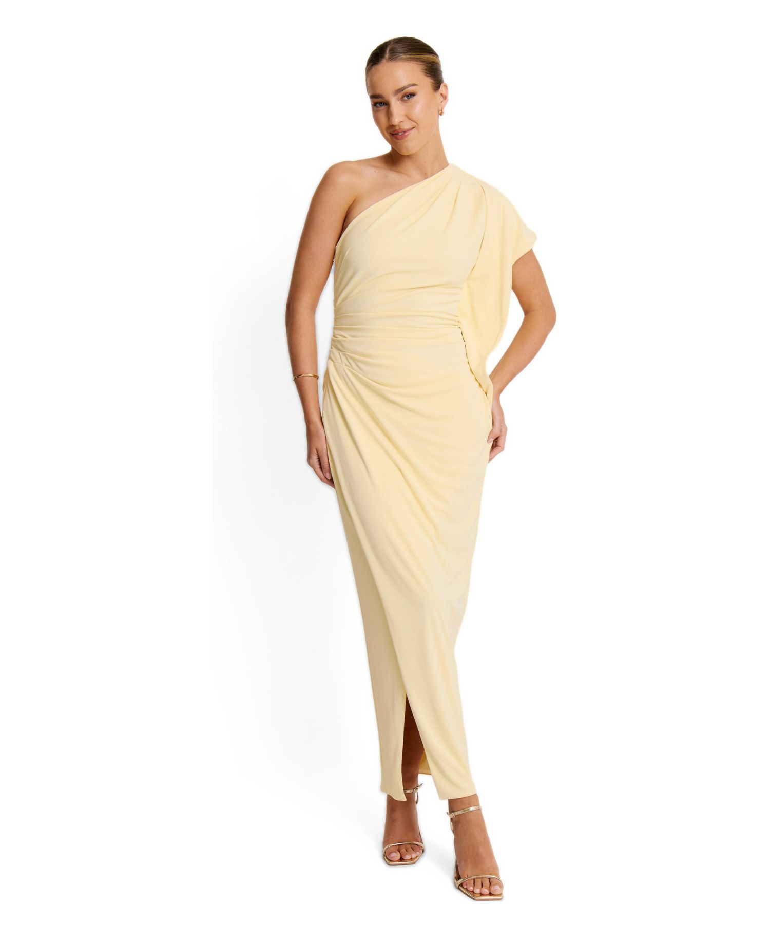 Women's Asymmetric Stretch Gathered Maxi Dress