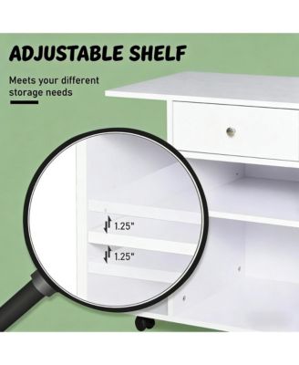 Rolling File Cabinet Cart with Wheels, Mobile Printer Stand with Drawer and Adjustable Shelf for Home Office