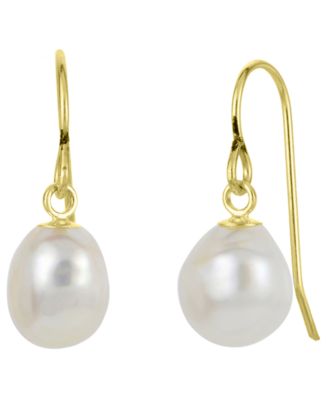 Cultured Freshwater Pearl (9-10mm) Drop Earrings in 14k Gold-Plated Sterling Silver