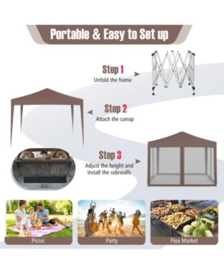 10x10 ft Pop-Up Canopy Tent with Mesh Netting, Instant Setup