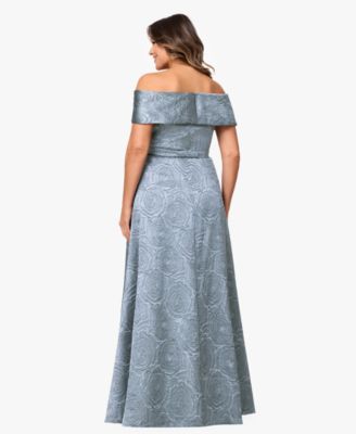  Plus Size Off-The-Shoulder A-Line Gown