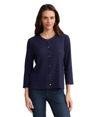 Women's Button-Front Round Neck Sweater