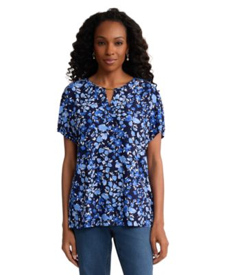 Women's Extend Shoulder Placket Round Neck Top