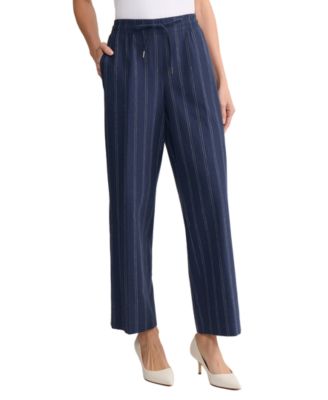 Women's Mid-Rise Linen-Blend Straight Pants