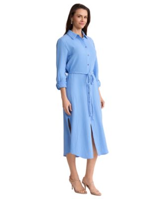 Women's Braided Belt Shirt Dress