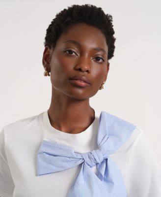 Women's Short-Sleeve Bow Knit T-Shirt