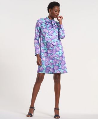 Women's Long-Sleeve Bow-Tie Neck Dress