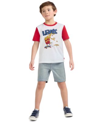 Boys' 4-7 Crewneck T-Shirt and Denim Shorts, 2-Piece Set