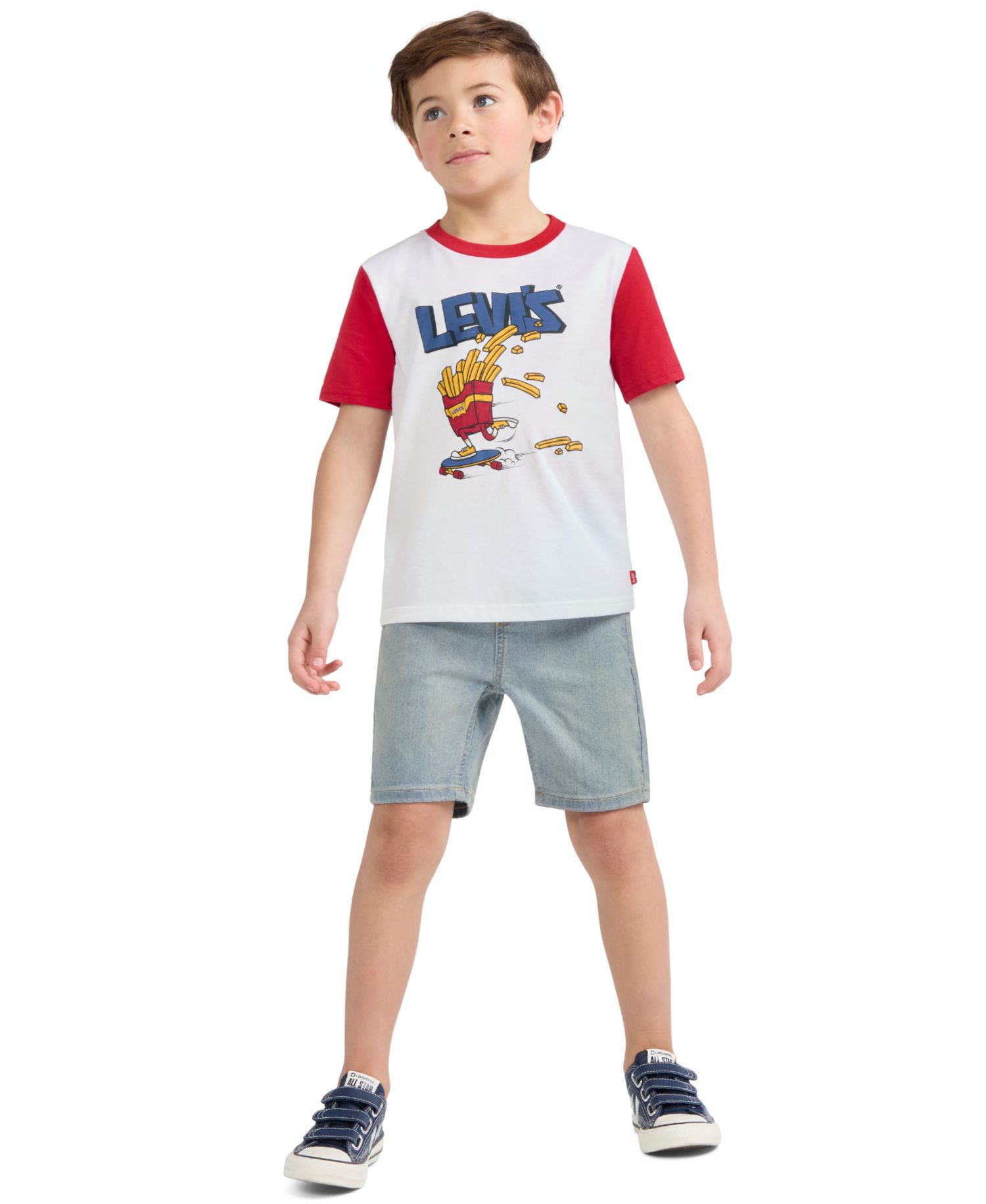 Boys' 4-7 Crewneck T-Shirt and Denim Shorts, 2-Piece Set