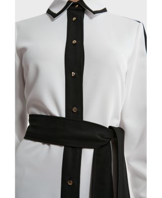 Women's Belted Midi Shirt Dress