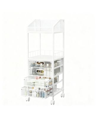 Multi-Compartment Makeup Organizer with Wheels for Skincare and Cosmetics