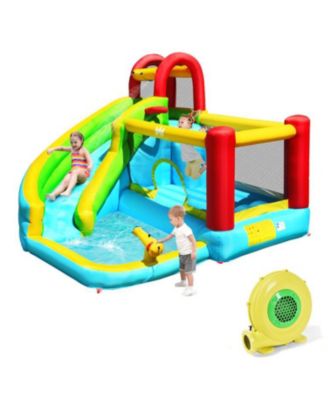 6-in-1 Inflatable Bounce House with Climbing Wall & Basketball Hoop, Blower Included