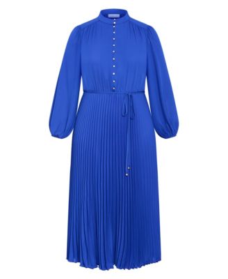 Women's Halle Long Sleeve Pleat Dress