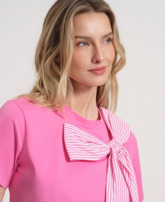 Women's Short-Sleeve Bow Knit T-Shirt
