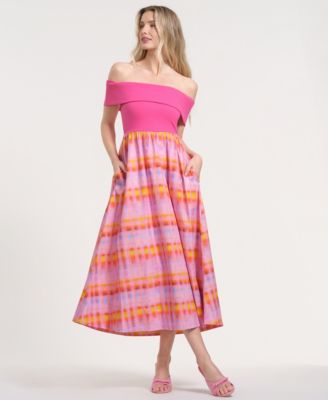 Women's Off-The-Shoulder Printed Maxi Dress