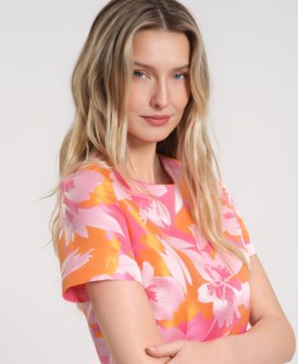 Women's Short-Sleeve Mini Floral Dress