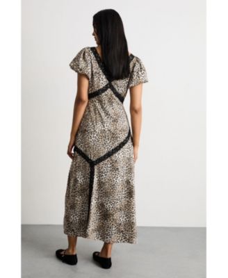 Women's Printed Puff Sleeve Midi Dress