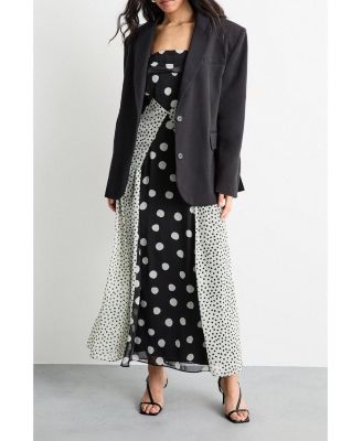 Women's Printed Bandeau Seam Detail Midi Dress