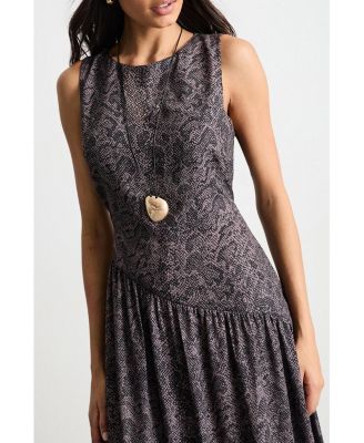 Women's Printed Chiffon Tiered Maxi Dress