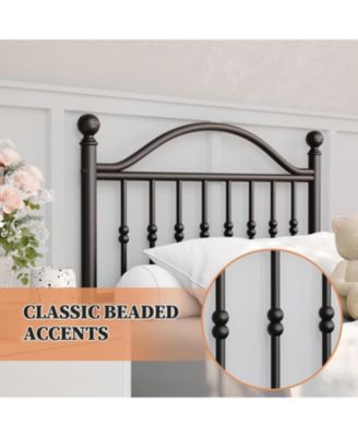 Twin Size Metal Platform Bed Frame with Victorian Style Wrought Iron-Art Headboard and Footboard,Mattress Foundation,Under Bed Storage,Noise