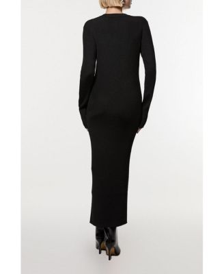 Women's Button Through Ribbed Maxi Dress