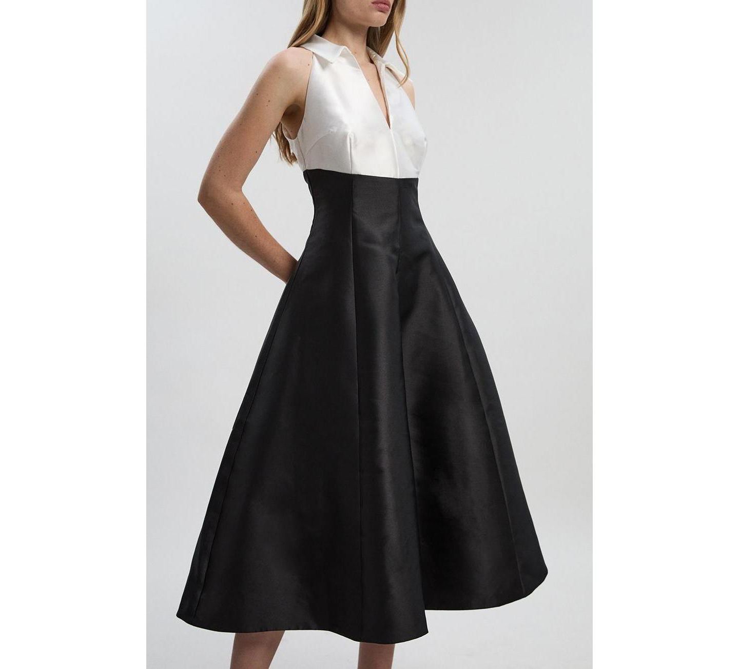 Женское платье Karen Millen Twill Contrast Tux Tailored, цвет: Чёрный — фото 6