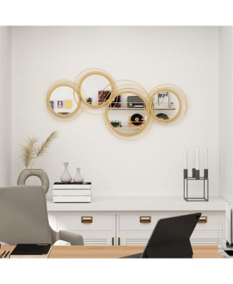 Metal Wall Art 42.25" in Round Wall Mirror,