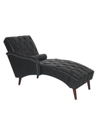 Chaise Lounge Arm Chair with Pillow and Wood Legs