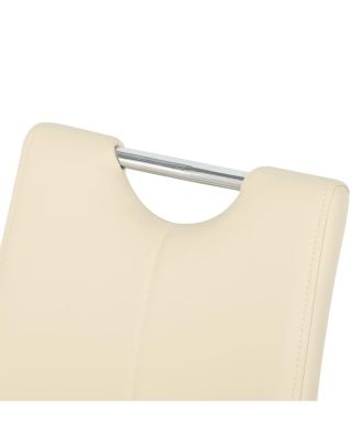 Modern Light Yellow PU Dining Chair with Electroplated Metal Legs (Set of 2)