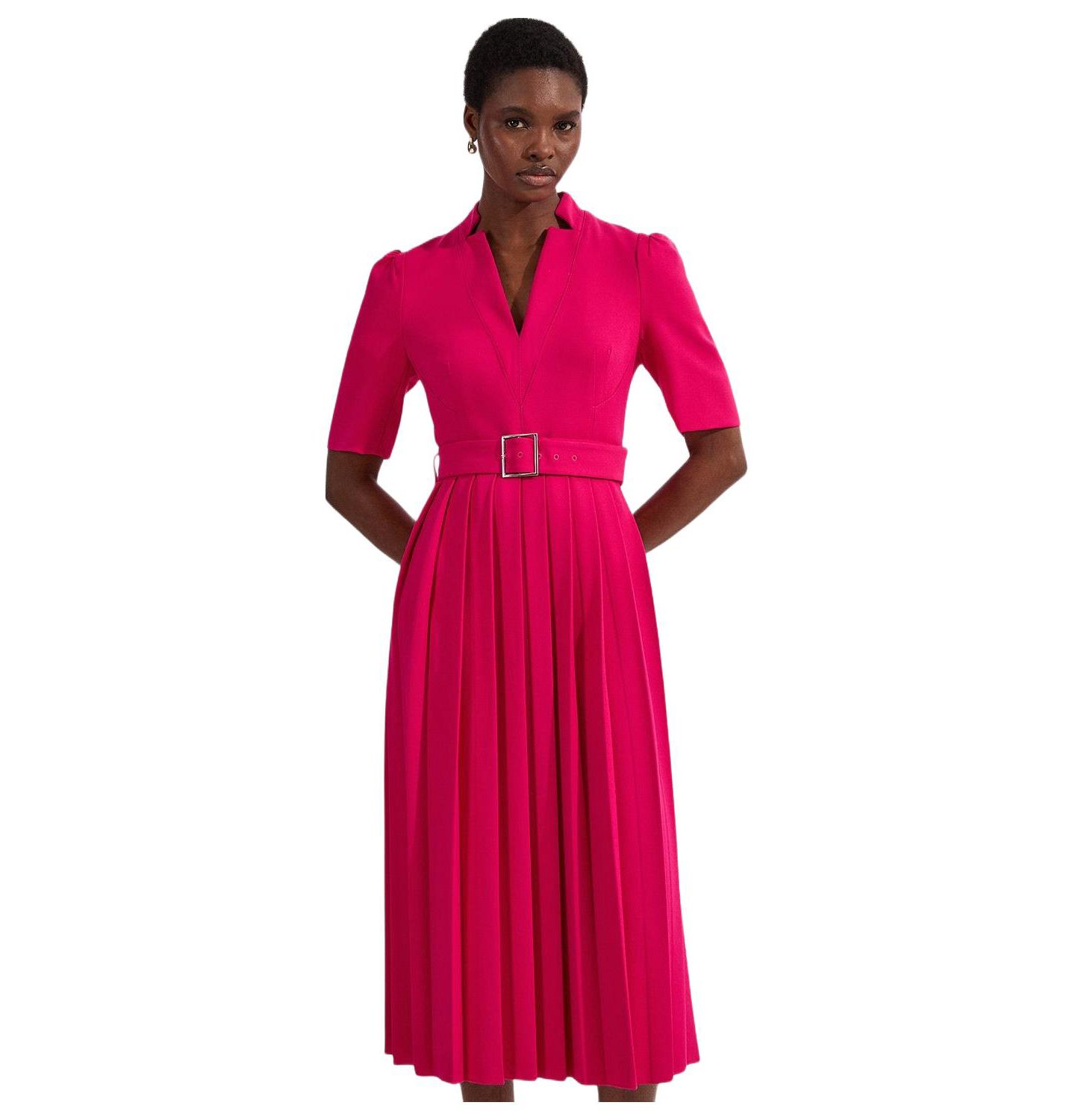 Женское платье Karen Millen Crepe Forever Pleat Midi, цвет: Пурпурный — фото 1