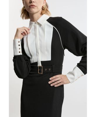 Women's Twill Collared Woven Midi Dress