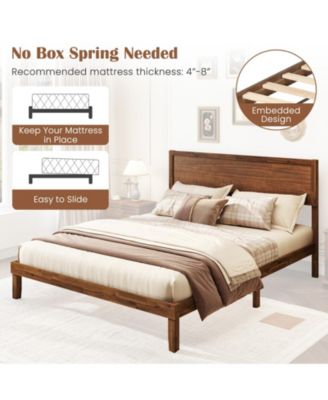 Platform Bed Frame with Headboard and Wooden Slat Support