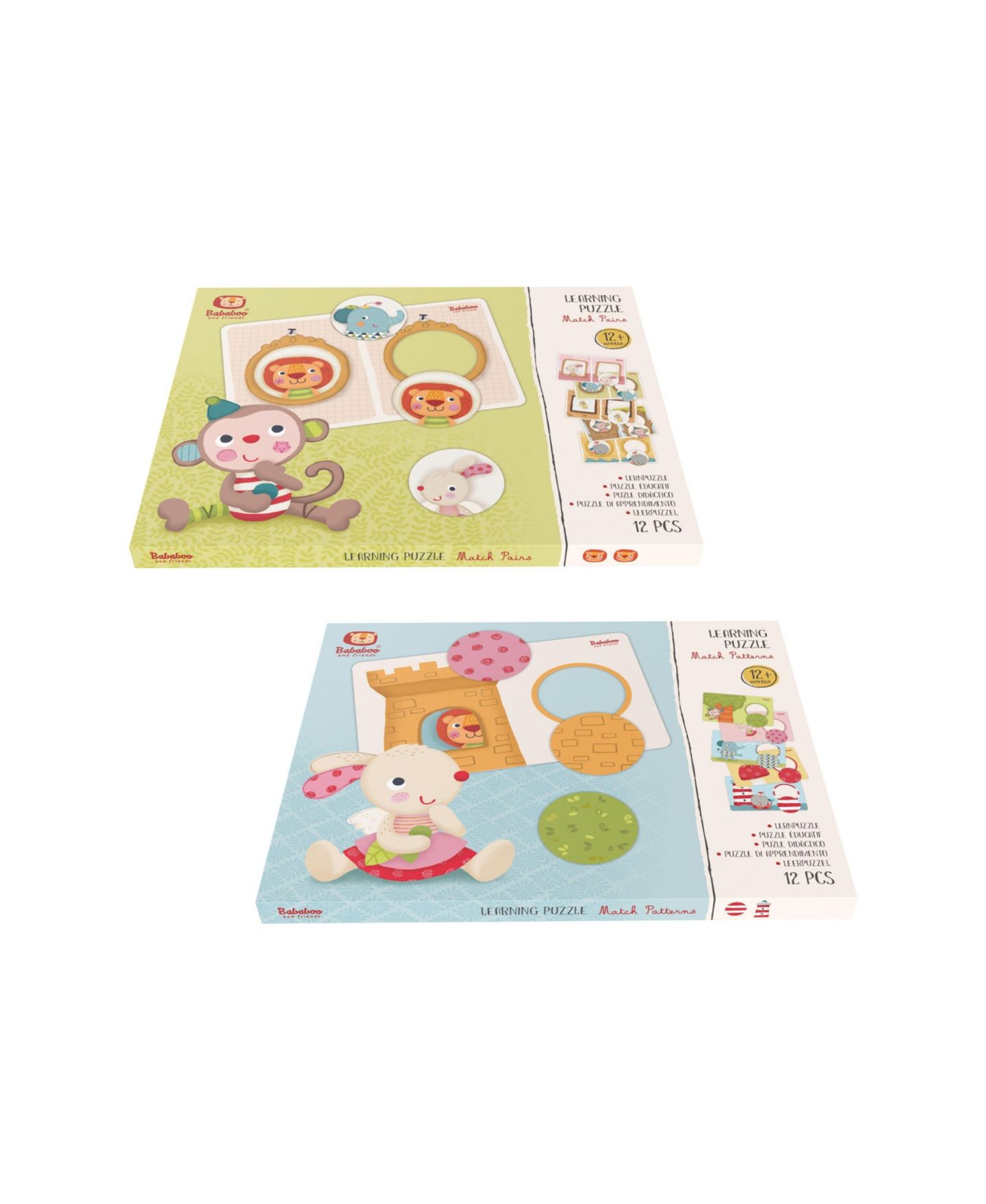 Детские игрушки Bababoo and friends Match Pairs & Patterns 12-Piece Puzzle, Ages 12 Months+ — фото 1