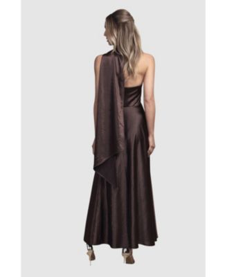 Women's Satin Scarf Detail Maxi Bridesmaid Dress
