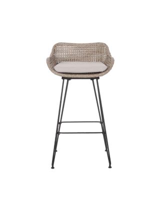 Streamdale Wicker Barstools with Metal Hairpin Legs and Cushions (Set of 2