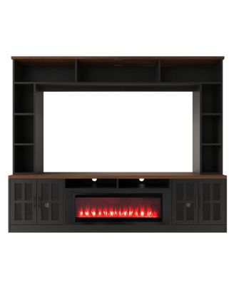 Entertainment Center with Bookshelves & Electric Fireplace for TVs up to 80