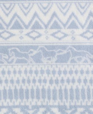 Western Horse Stripe Printed Plush Throw, 70" X 50"