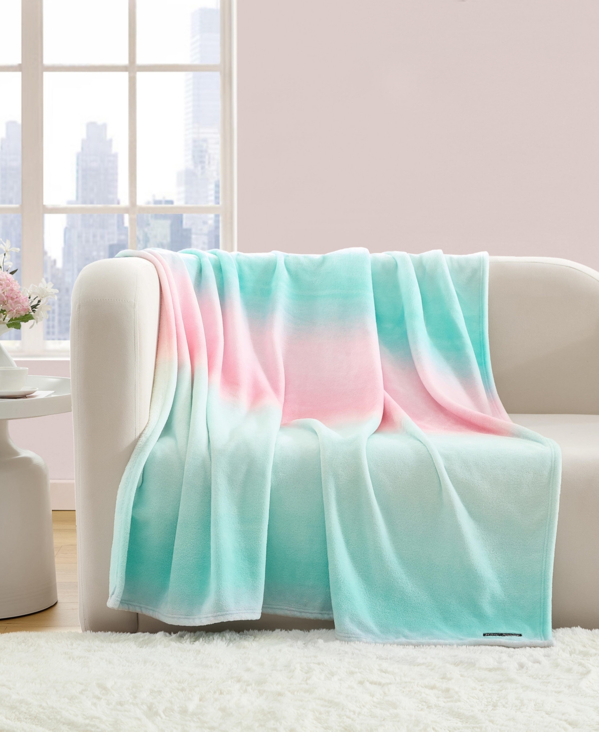 Betsey Johnson Ombre Printed Plush Throw, 70" X 50"