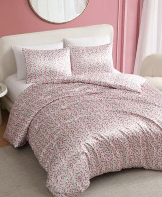 Rose Stripe Satin 2-Pc. Duvet Cover Set, Twin
