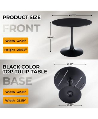 Streamdale 42.1" Black Tulip Dining Table (Seats 4-6) - Round MDF Top, Pedestal Base