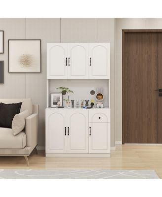 Kitchen Pantry Storage Cabinet with Microwave Oven Countertop