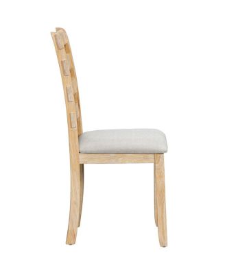 6 Piece Rubberwood Wood Grain Tabletop & Soft Cushion Dining Set